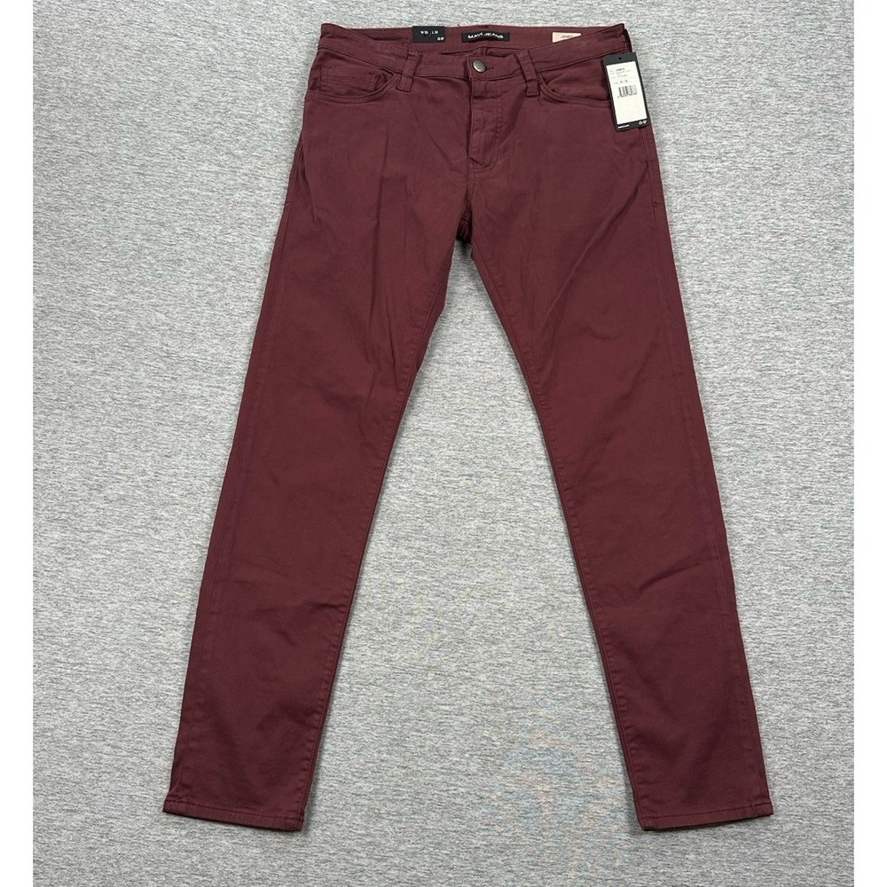 Mavi Jeans Pants Mens Size 33x32 Burgundy James Skinny Twill City Preppy NEW